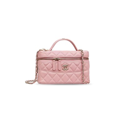 CHANEL QUILTED CAVIAR LEATHER CC LONG VANITY CASE AP4407 (19.5*17*5cm)